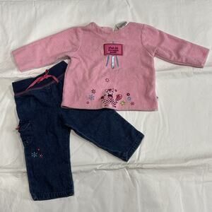 Baby Einstein Zebra Outfit Long Sleeve Shirt Sweater Jeans Pants Embroidered Y2K